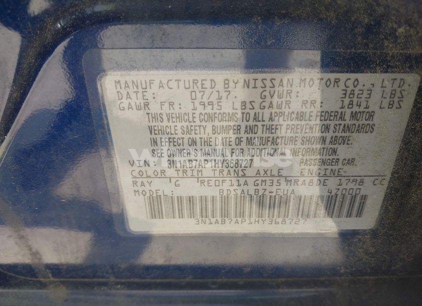 Photo 9 of 2017 Nissan Sentra S (VIN 3N1AB7AP1HY368727)