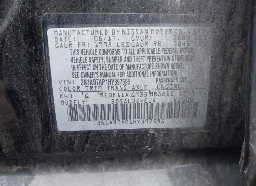 Photo 9 of 2017 Nissan Sentra SV (VIN 3N1AB7AP1HY397595)