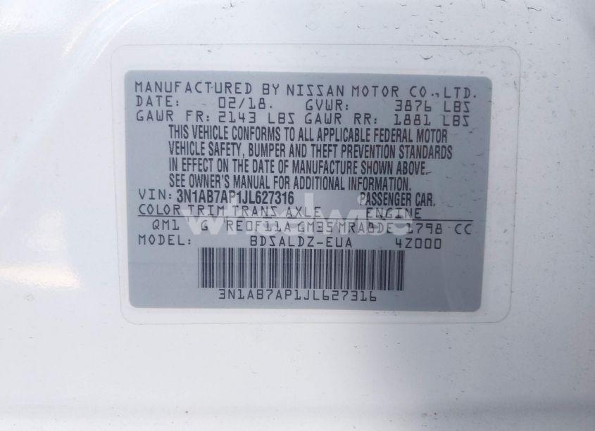 Photo 9 of 2018 Nissan Sentra SV (VIN 3N1AB7AP1JL627316)