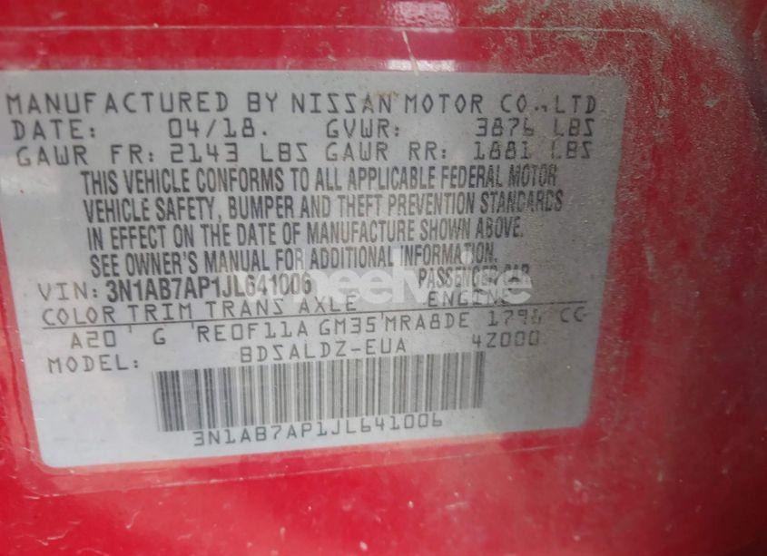 Photo 9 of 2018 Nissan Sentra SV (VIN 3N1AB7AP1JL641006)