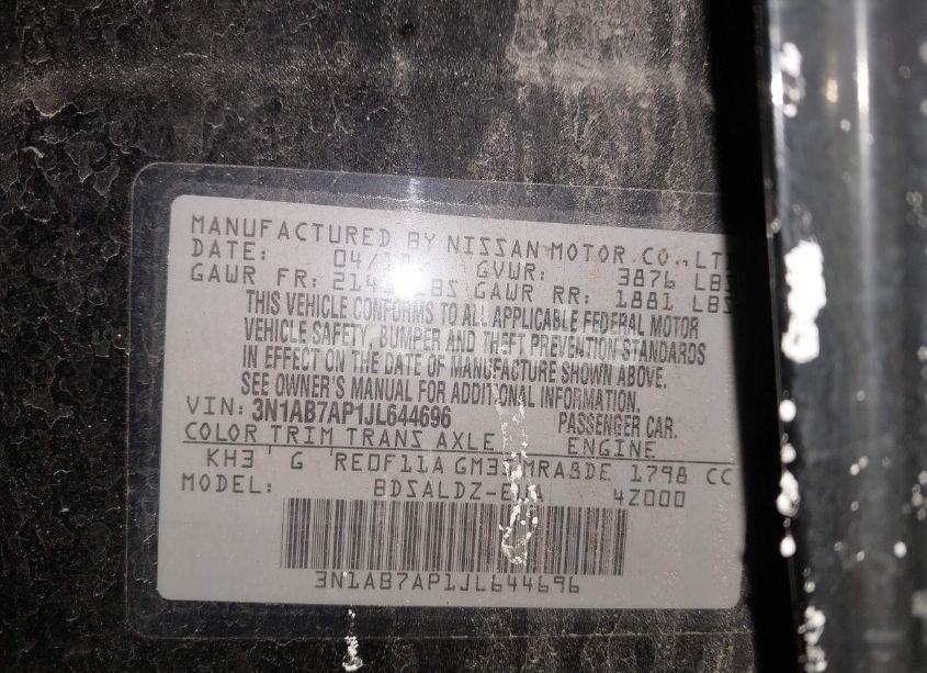 Photo 9 of 2018 Nissan Sentra SV (VIN 3N1AB7AP1JL644696)