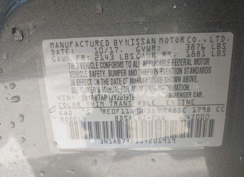 Photo 9 of 2018 Nissan Sentra S (VIN 3N1AB7AP1JY201919)