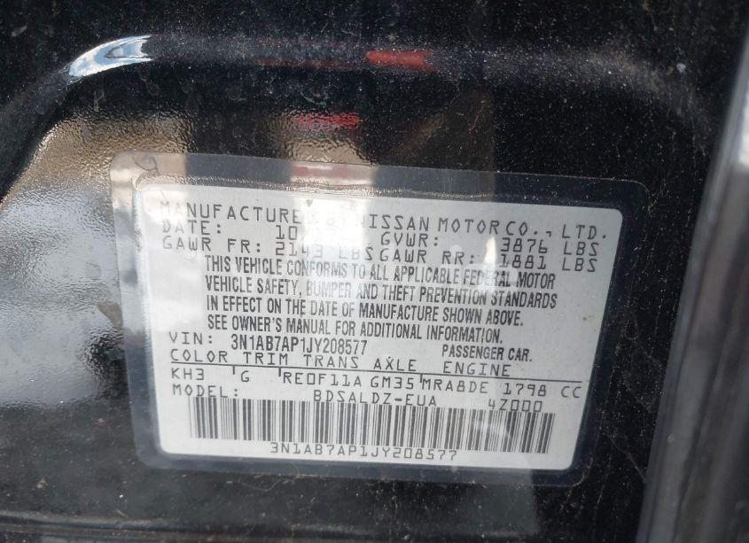 Photo 9 of 2018 Nissan Sentra SV (VIN 3N1AB7AP1JY208577)
