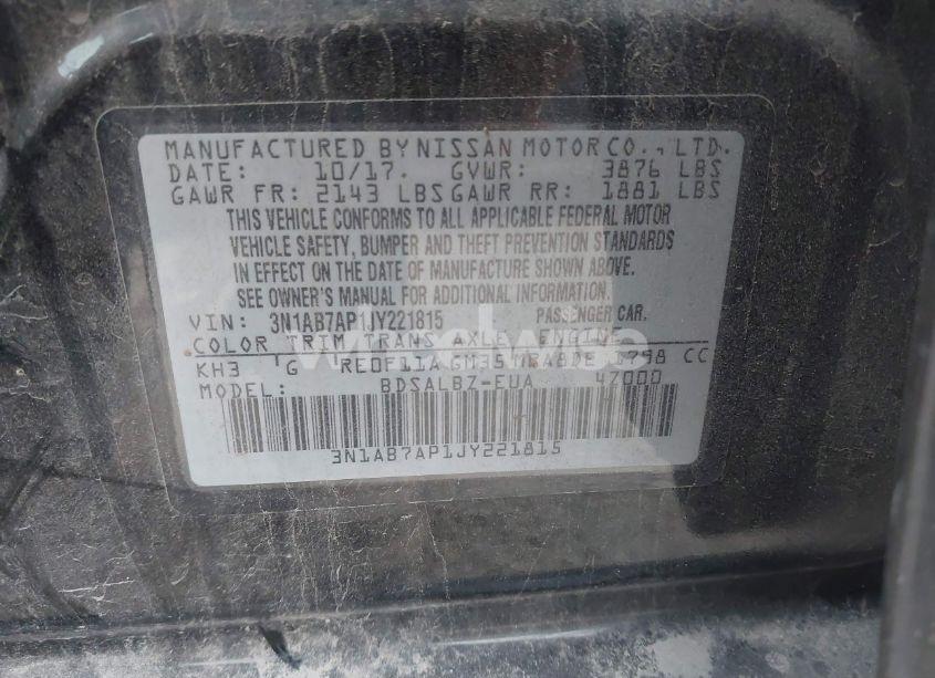 Photo 9 of 2018 Nissan Sentra S (VIN 3N1AB7AP1JY221815)