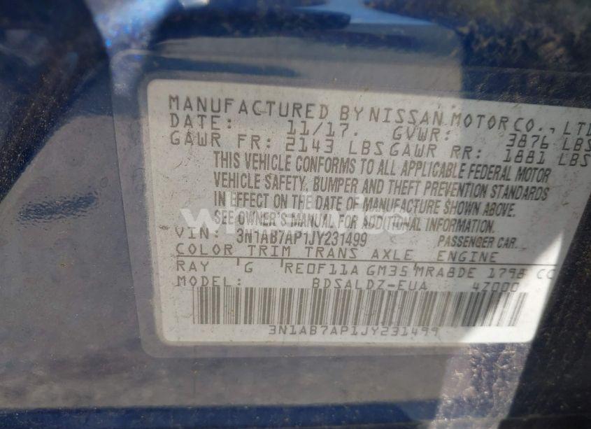 Photo 9 of 2018 Nissan Sentra SV (VIN 3N1AB7AP1JY231499)