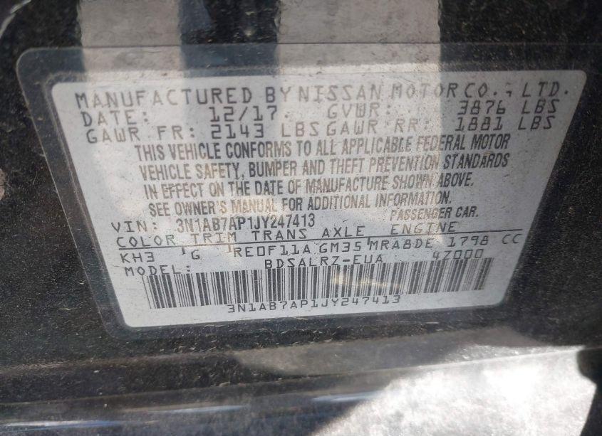 Photo 9 of 2018 Nissan Sentra SR (VIN 3N1AB7AP1JY247413)