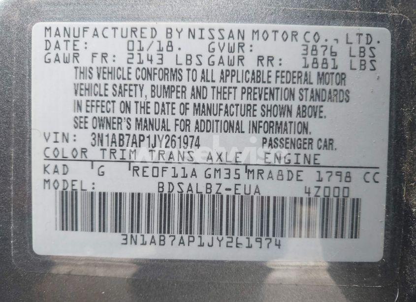 Photo 9 of 2018 Nissan Sentra S (VIN 3N1AB7AP1JY261974)