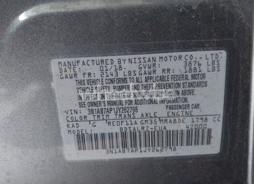 Photo 9 of 2018 Nissan Sentra SR (VIN 3N1AB7AP1JY262798)