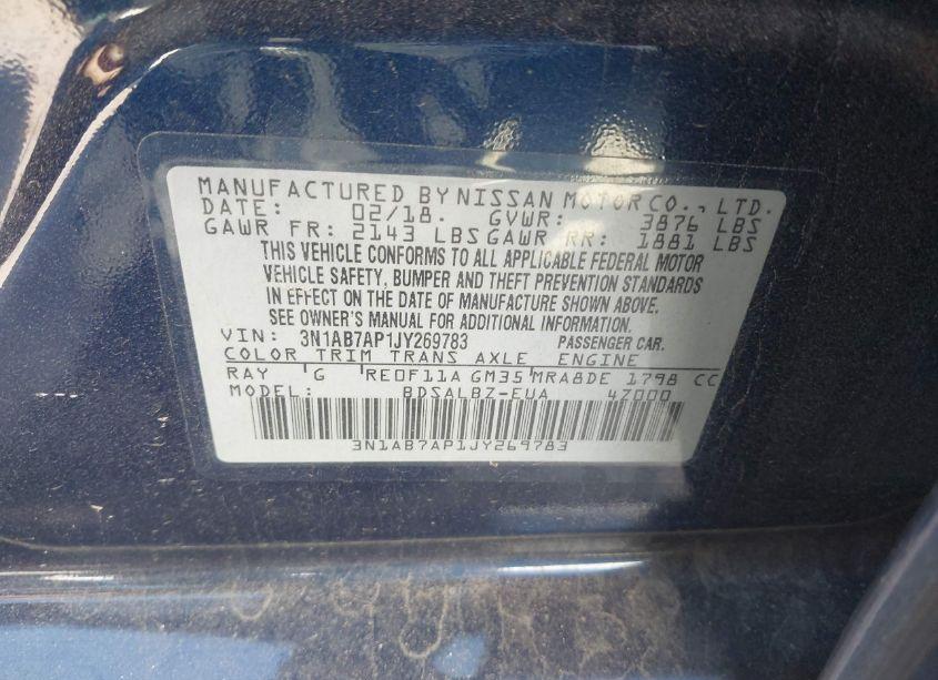 Photo 9 of 2018 Nissan Sentra S (VIN 3N1AB7AP1JY269783)