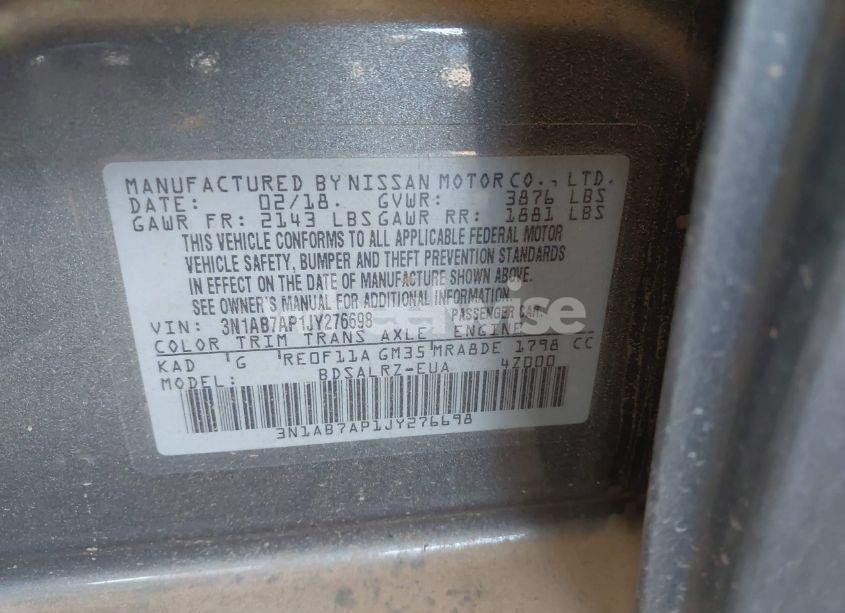 Photo 9 of 2018 Nissan Sentra SR (VIN 3N1AB7AP1JY276698)