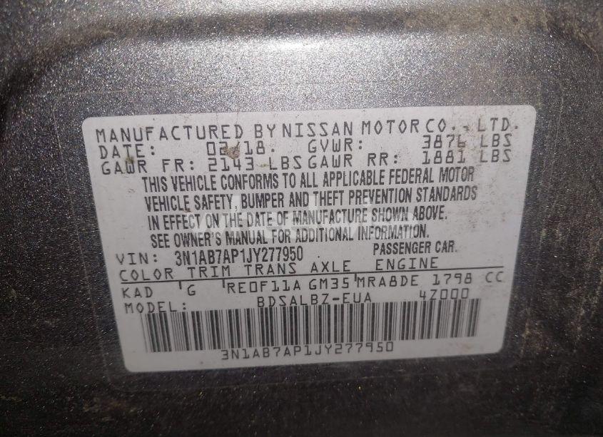 Photo 9 of 2018 Nissan Sentra S (VIN 3N1AB7AP1JY277950)