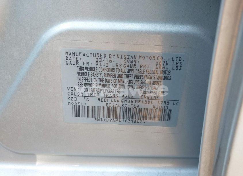 Photo 9 of 2018 Nissan Sentra S (VIN 3N1AB7AP1JY293176)