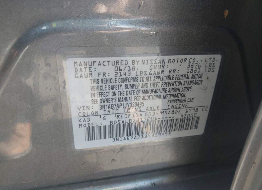 Photo 9 of 2018 Nissan Sentra S (VIN 3N1AB7AP1JY329495)