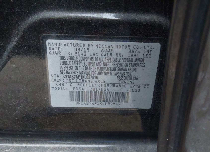 Photo 9 of 2019 Nissan Sentra SV (VIN 3N1AB7AP1KL627916)