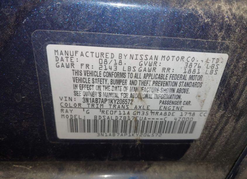 Photo 9 of 2019 Nissan Sentra SV (VIN 3N1AB7AP1KY206572)