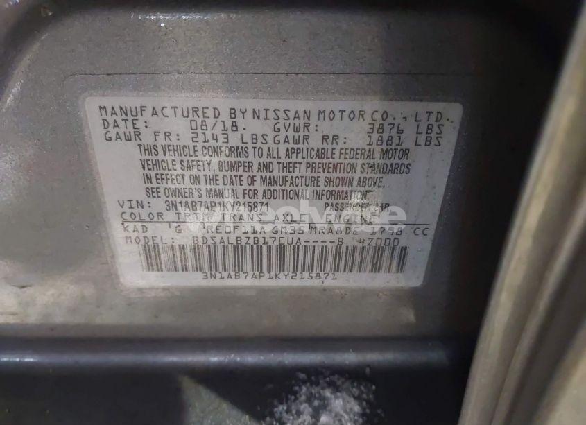 Photo 9 of 2019 Nissan Sentra S (VIN 3N1AB7AP1KY215871)