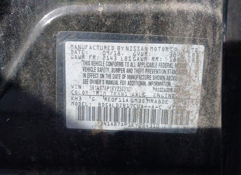 Photo 9 of 2019 Nissan Sentra SV (VIN 3N1AB7AP1KY234310)