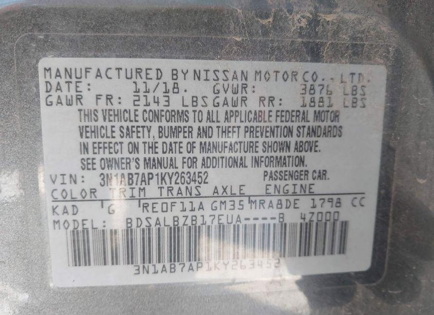 Photo 9 of 2019 Nissan Sentra S (VIN 3N1AB7AP1KY263452)