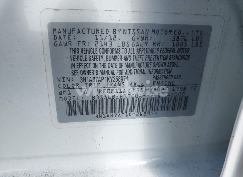 Photo 9 of 2019 Nissan Sentra S (VIN 3N1AB7AP1KY268974)