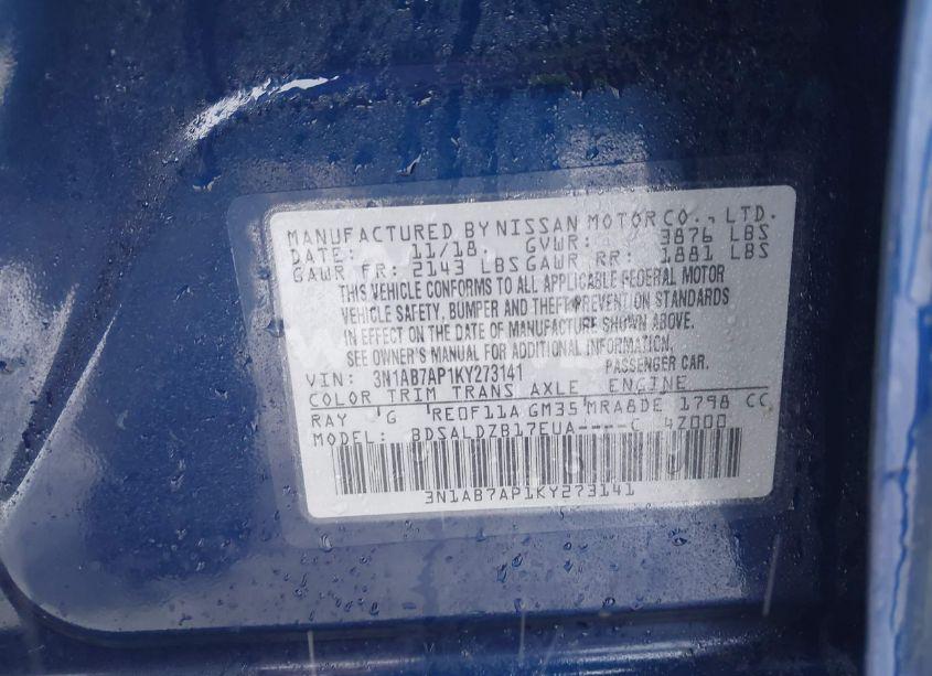 Photo 9 of 2019 Nissan Sentra SV (VIN 3N1AB7AP1KY273141)