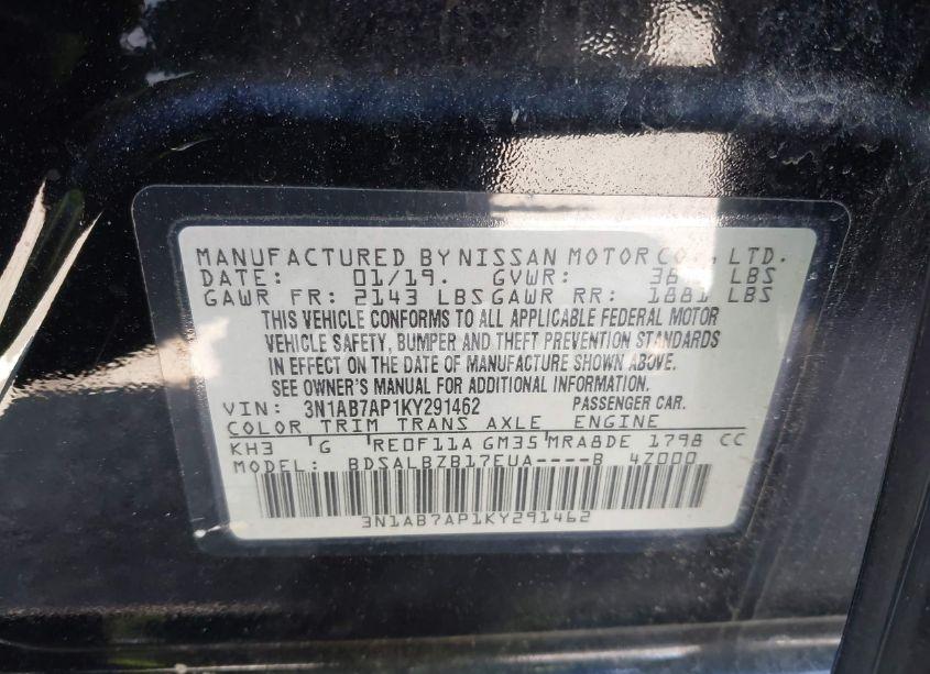 Photo 9 of 2019 Nissan Sentra S (VIN 3N1AB7AP1KY291462)