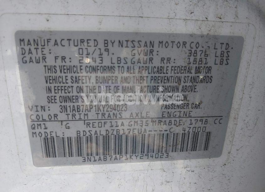 Photo 9 of 2019 Nissan Sentra SV (VIN 3N1AB7AP1KY294023)