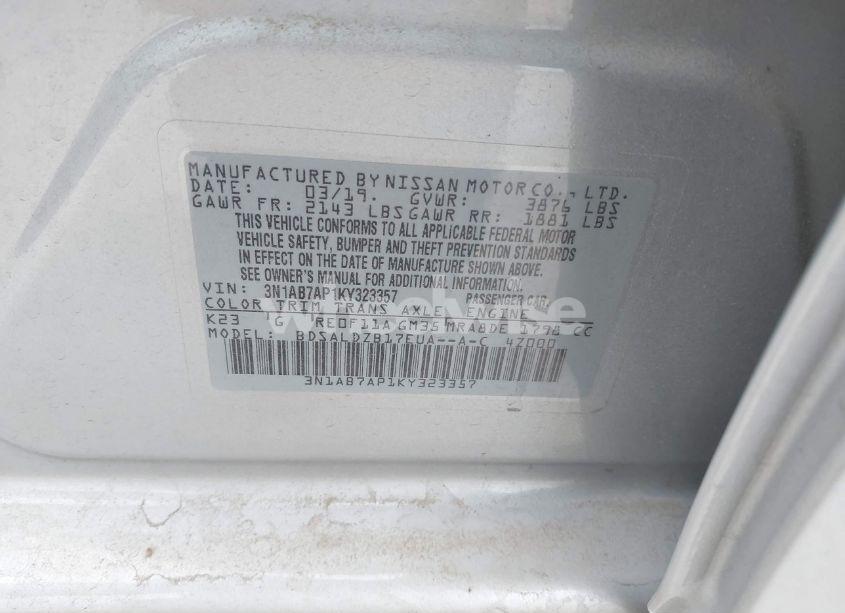 Photo 9 of 2019 Nissan Sentra SV (VIN 3N1AB7AP1KY323357)