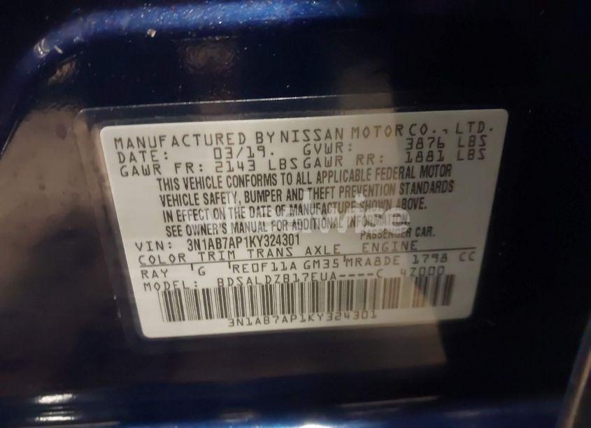 Photo 9 of 2019 Nissan Sentra SV (VIN 3N1AB7AP1KY324301)