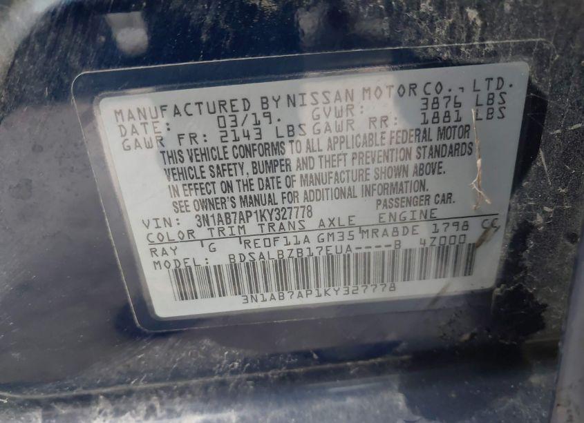 Photo 9 of 2019 Nissan Sentra S (VIN 3N1AB7AP1KY327778)