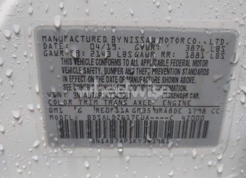 Photo 9 of 2019 Nissan Sentra SV (VIN 3N1AB7AP1KY343981)