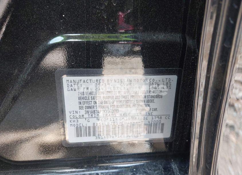 Photo 9 of 2019 Nissan Sentra S (VIN 3N1AB7AP1KY360683)