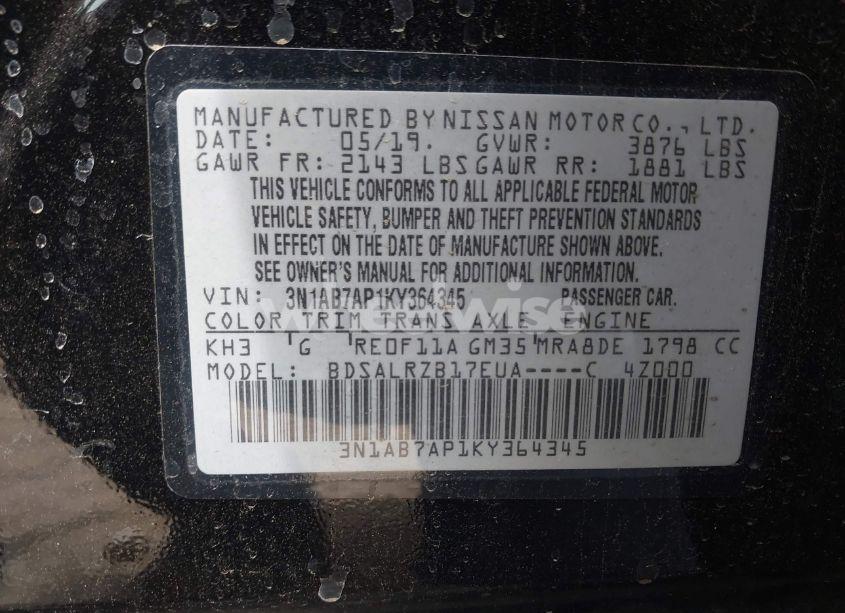 Photo 9 of 2019 Nissan Sentra SR (VIN 3N1AB7AP1KY364345)