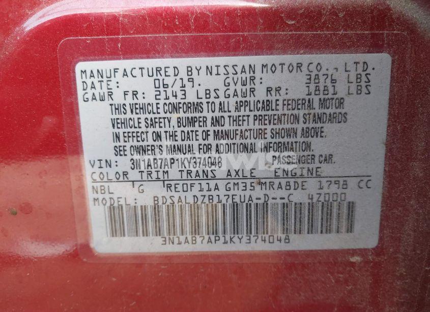 Photo 9 of 2019 Nissan Sentra SV (VIN 3N1AB7AP1KY374048)