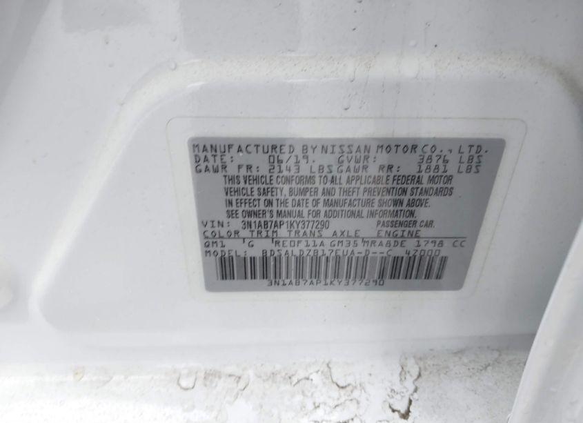 Photo 8 of 2019 Nissan Sentra SV (VIN 3N1AB7AP1KY377290)