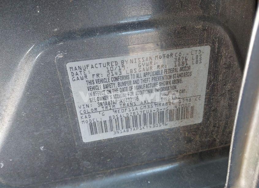 Photo 9 of 2019 Nissan Sentra SV (VIN 3N1AB7AP1KY430196)