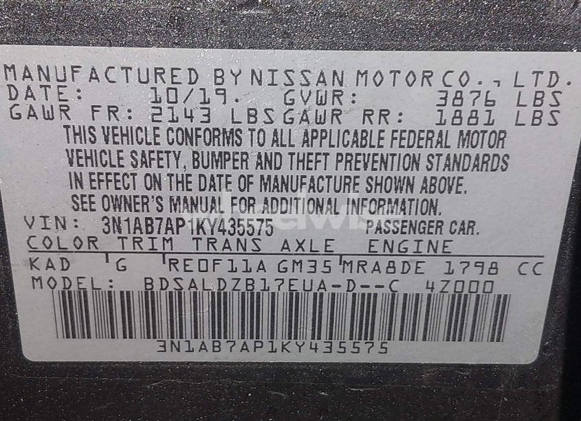 Photo 9 of 2019 Nissan Sentra SV (VIN 3N1AB7AP1KY435575)