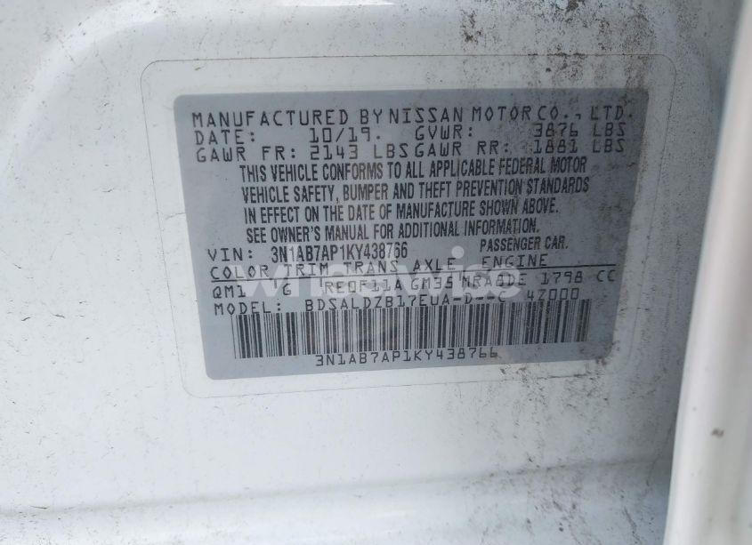 Photo 9 of 2019 Nissan Sentra SV (VIN 3N1AB7AP1KY438766)