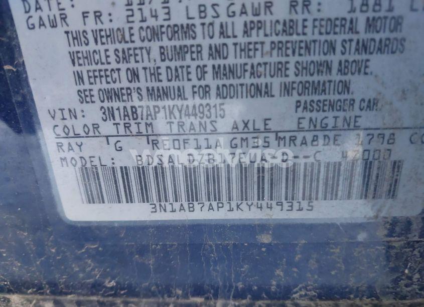 Photo 9 of 2019 Nissan Sentra SV (VIN 3N1AB7AP1KY449315)