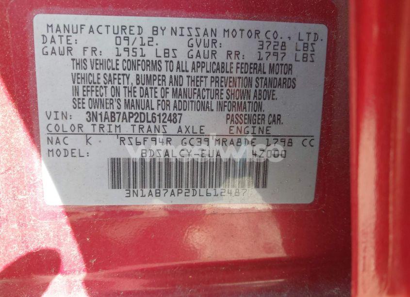 Photo 9 of 2013 Nissan Sentra S (VIN 3N1AB7AP2DL612487)