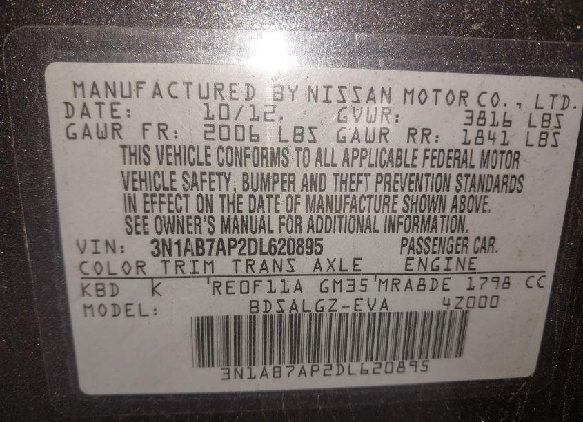 Photo 9 of 2013 Nissan Sentra SL (VIN 3N1AB7AP2DL620895)