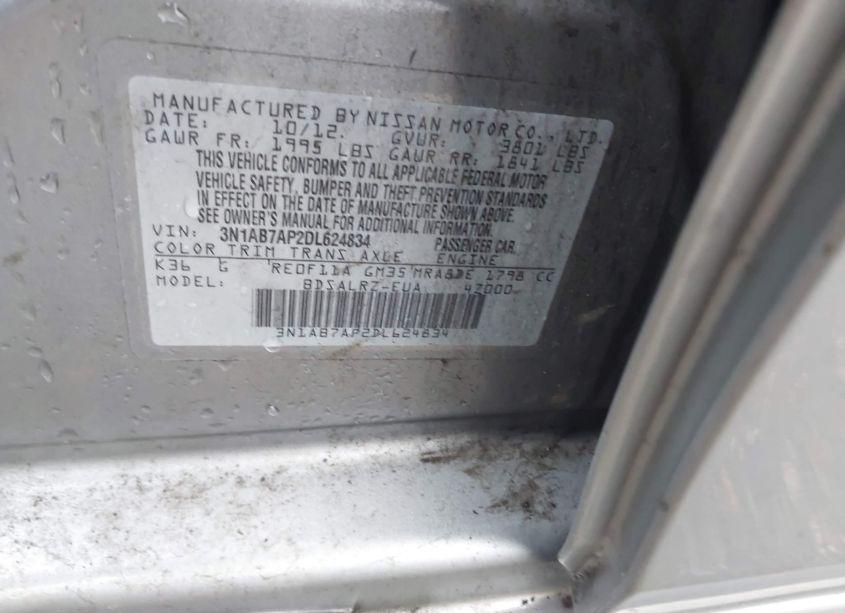 Photo 9 of 2013 Nissan Sentra SR (VIN 3N1AB7AP2DL624834)