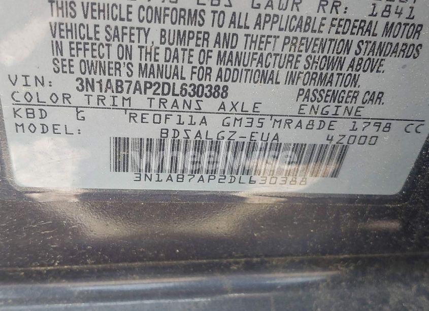 Photo 9 of 2013 Nissan Sentra SL (VIN 3N1AB7AP2DL630388)