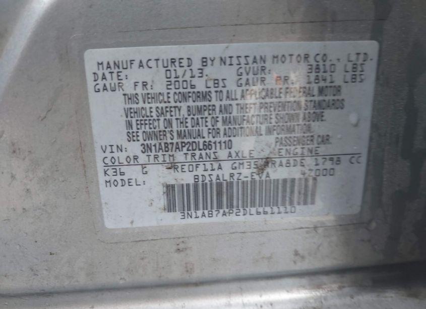 Photo 9 of 2013 Nissan Sentra SR (VIN 3N1AB7AP2DL661110)