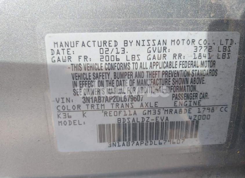 Photo 9 of 2013 Nissan Sentra SV (VIN 3N1AB7AP2DL679607)