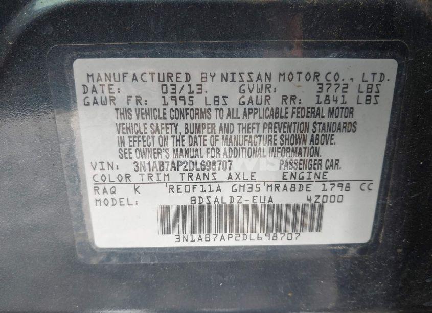 Photo 9 of 2013 Nissan Sentra SV (VIN 3N1AB7AP2DL698707)