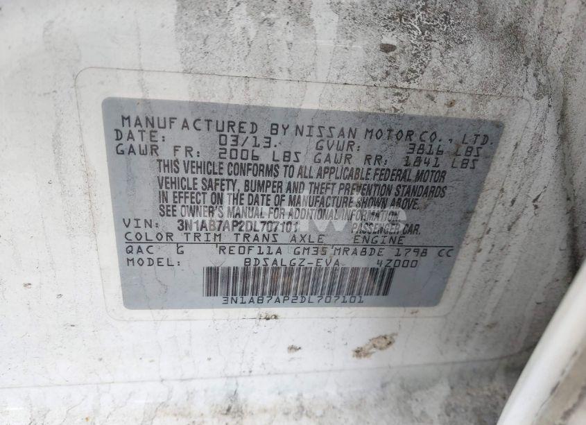 Photo 9 of 2013 Nissan Sentra SL (VIN 3N1AB7AP2DL707101)