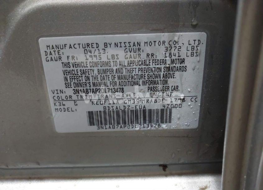 Photo 9 of 2013 Nissan Sentra SV (VIN 3N1AB7AP2DL713478)