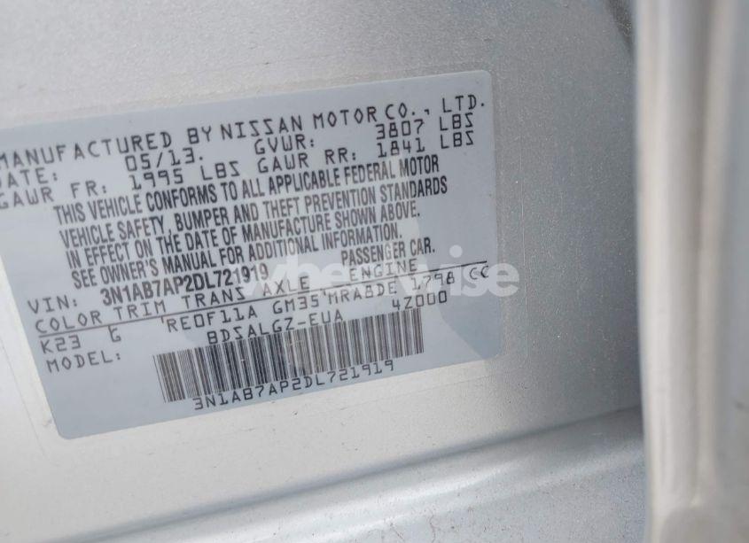 Photo 9 of 2013 Nissan Sentra SL (VIN 3N1AB7AP2DL721919)