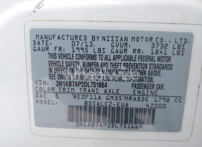 Photo 9 of 2013 Nissan Sentra S (VIN 3N1AB7AP2DL751664)