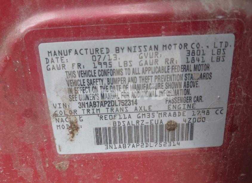 Photo 9 of 2013 Nissan Sentra SR (VIN 3N1AB7AP2DL752314)